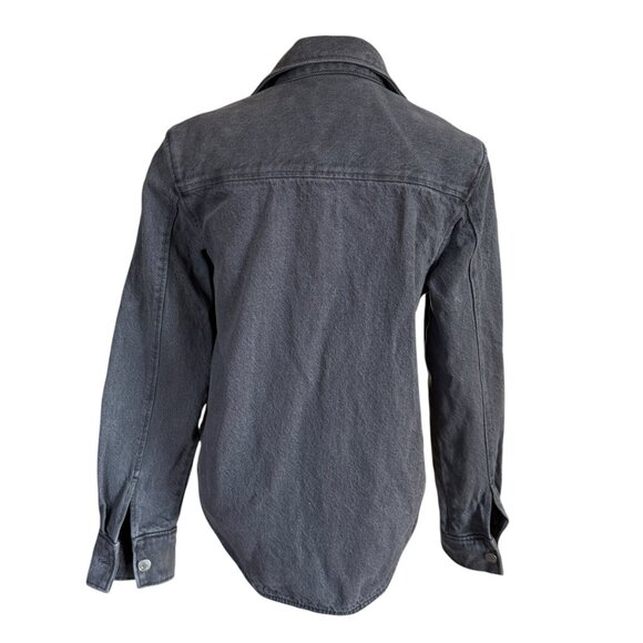 H&M faded black long sleeve collared button down jean jacket women's size XS - Picture 4 of 9